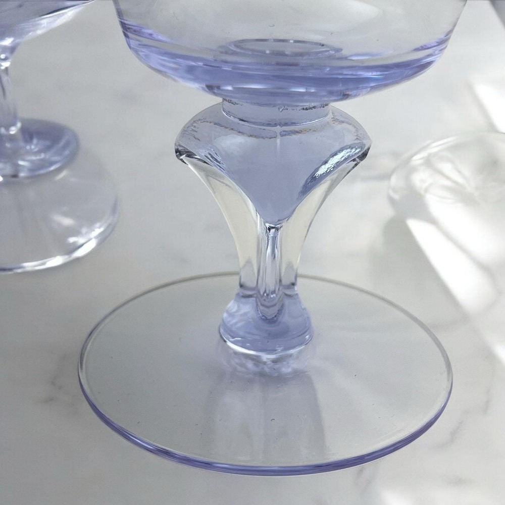 Tiffin Twilight Neodymium Glass Purple/Blue 4 Champagne Coupes Sherbets #17578 - Picture 5 of 8
